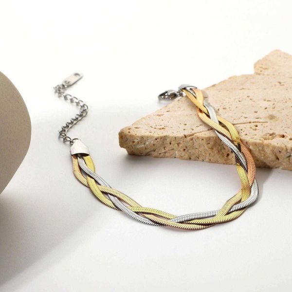 ins fashion simple all match chain titanium steel plated gold and silver rose three strand snake winding bracelet for women, Black
ins fashion simple all match chain titanium steel plated gold and silver rose three strand snake winding bracelet for women, Black