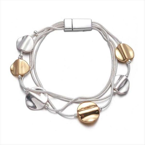 accessories womens fashion slim chain alloy small round slice color matching two tone magnetic snap bracelet, Black
accessories womens fashion slim chain alloy small round slice color matching two tone magnetic snap bracelet, Black