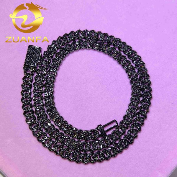 6mm size hiphop iced out 1 row black colored moissanite diamond cuban link chain, Silver
6mm size hiphop iced out 1 row black colored moissanite diamond cuban link chain, Silver