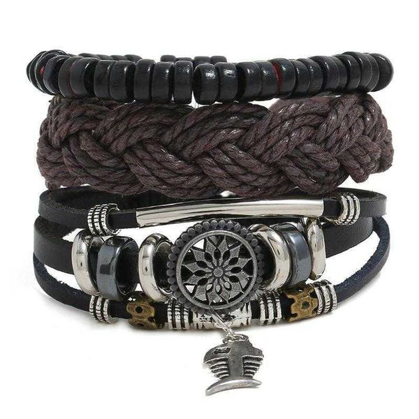 mens handmade braided strand leather bracelet vintage weave multi layer beaded set ornament wholesale, Black
mens handmade braided strand leather bracelet vintage weave multi layer beaded set ornament wholesale, Black