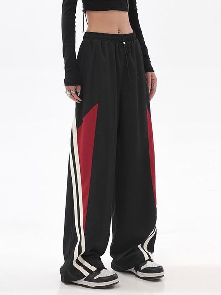 capris women high waist drawstring loose sweatpants contrast color design wide leg joggers trousers straight mopping pants harajuku, Black;white
capris women high waist drawstring loose sweatpants contrast color design wide leg joggers trousers straight mopping pants harajuku, Black;white