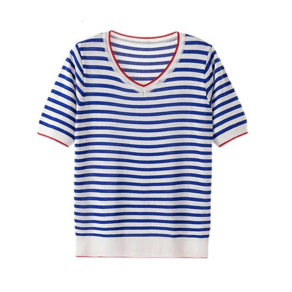 women's t-shirt women's clothing spring stripes t-shirt japen knitted v-neck breathable female cozy crop short sleeve 230516, White
women's t-shirt women's clothing spring stripes t-shirt japen knitted v-neck breathable female cozy crop short sleeve 230516, White