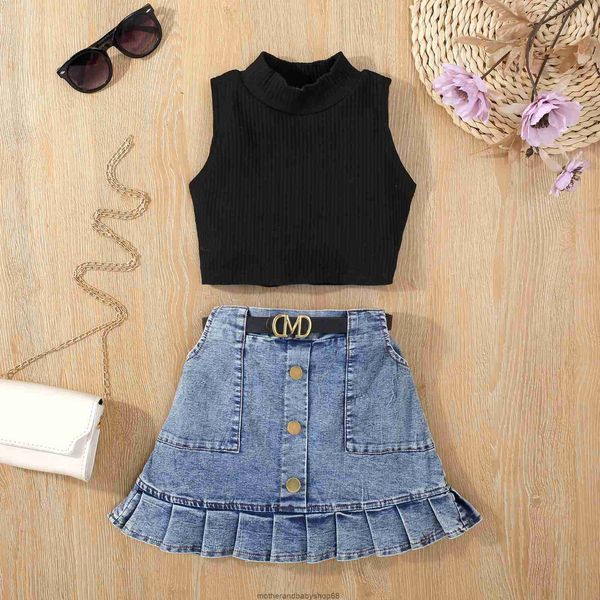 cross border foreign trade girl sleeveless denim short skirt two piece set children's infant and young baby summer clothing, White
cross border foreign trade girl sleeveless denim short skirt two piece set children's infant and young baby summer clothing, White