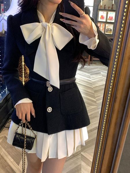dresses black elegant party mini dress women winter bow sweet korean style pleated dresses france vintage twopiece dress and coat 2023, Black;gray
dresses black elegant party mini dress women winter bow sweet korean style pleated dresses france vintage twopiece dress and coat 2023, Black;gray
