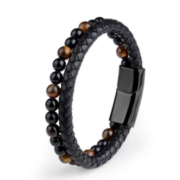 personalized volcanic natural stone strands agate tiger eye bracelet stainless steel beaded leather rope mens and womens, Black
personalized volcanic natural stone strands agate tiger eye bracelet stainless steel beaded leather rope mens and womens, Black