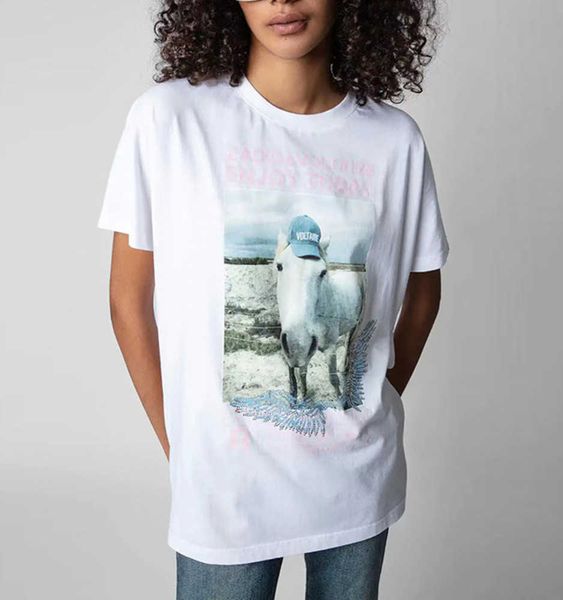 2023ss zadig voltaire summer cotton new women designer t shirt white ink digital print diamond hem split short sleeve fashion
2023ss zadig voltaire summer cotton new women designer t shirt white ink digital print diamond hem split short sleeve fashion