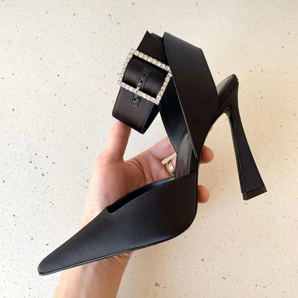 designer silk stiletto dress shoes evening shoes rhinestone buckle ornament plain toes super high women slingbacks luxury ankle strap sandal, Black
designer silk stiletto dress shoes evening shoes rhinestone buckle ornament plain toes super high women slingbacks luxury ankle strap sandal, Black