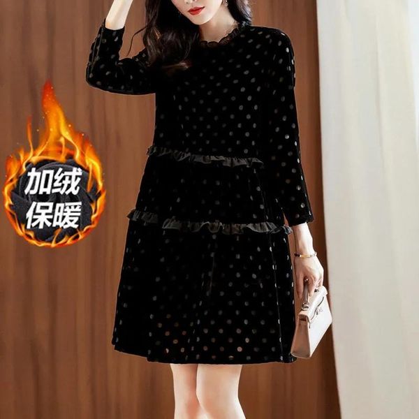 dresses 6xl fashion women temperament gold velvet dress long 2023 spring female autumn winter fat loose dress black wave point dresses, Black;gray
dresses 6xl fashion women temperament gold velvet dress long 2023 spring female autumn winter fat loose dress black wave point dresses, Black;gray