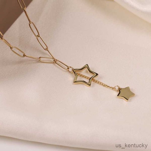 pendant necklaces stainless steel hollow double stars tassel charms pendant nelace for women fashion trend jewelry clavicle chain, Silver
pendant necklaces stainless steel hollow double stars tassel charms pendant nelace for women fashion trend jewelry clavicle chain, Silver