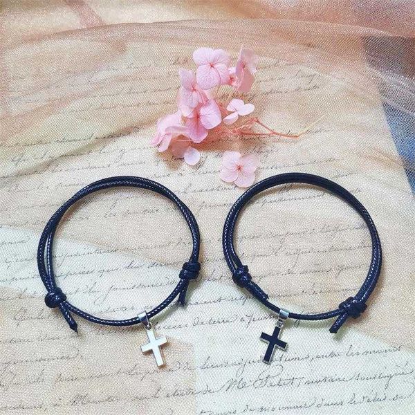 simple alloy cross wax rope couple bracelet a pair of men and women fashion girlfriends carrying strap, Golden;silver
simple alloy cross wax rope couple bracelet a pair of men and women fashion girlfriends carrying strap, Golden;silver