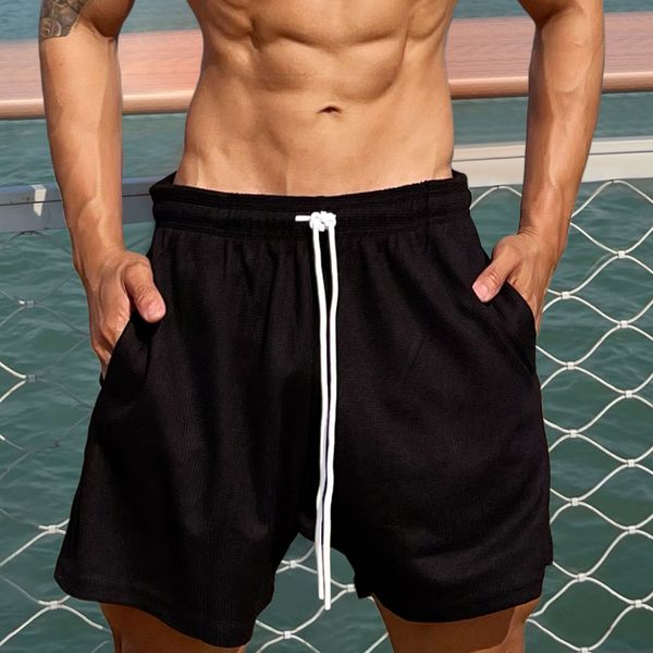 muscle fitness new summer sports casual waffle shorts men's running training suit cargo shorts elastic waist thin loose pockets, White;black
muscle fitness new summer sports casual waffle shorts men's running training suit cargo shorts elastic waist thin loose pockets, White;black