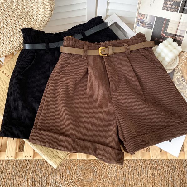 women's shorts s-5xl corduroy rolled wide-leg shorts women autumn retro high waist loose casual short pants with belt loose a line shor, White;black
women's shorts s-5xl corduroy rolled wide-leg shorts women autumn retro high waist loose casual short pants with belt loose a line shor, White;black