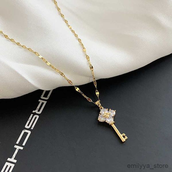 pendant necklaces style fashion crystal zircon key pendant stainless steel necklace for women cute gold color ladies clavicle chain jewelry, Silver
pendant necklaces style fashion crystal zircon key pendant stainless steel necklace for women cute gold color ladies clavicle chain jewelry, Silver