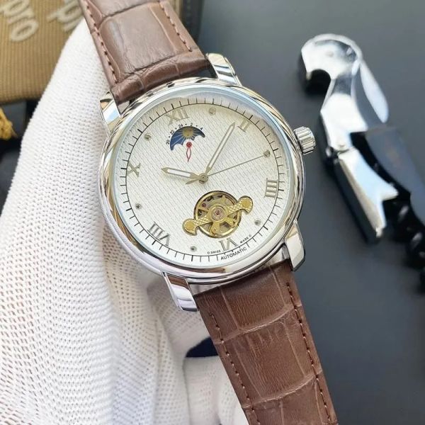 luxury new men's watch big flywheel automatic mechanical watches four needles wristwatch european brand stainless steel and leather str, Slivery;brown
luxury new men's watch big flywheel automatic mechanical watches four needles wristwatch european brand stainless steel and leather str, Slivery;brown
