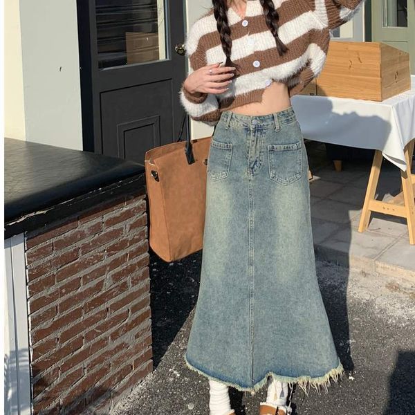 skirts spring and autumn denim skirt womens allmatch fashion high waist slim pocket aline midlength fishtail s 230516, Black
skirts spring and autumn denim skirt womens allmatch fashion high waist slim pocket aline midlength fishtail s 230516, Black