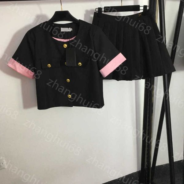 23ss skirt set womens designer clothing custom gold button patchwork color short sleeve suit jacket age reduction pleated short half skirt s, White
23ss skirt set womens designer clothing custom gold button patchwork color short sleeve suit jacket age reduction pleated short half skirt s, White