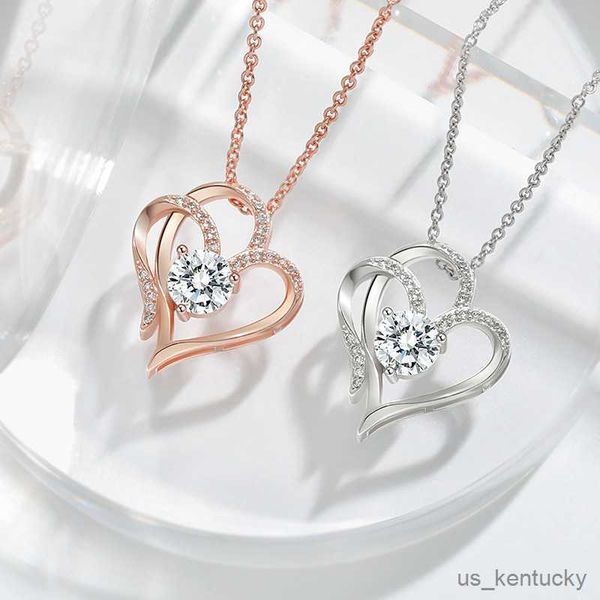 pendant necklaces double heart zircon pendant nelace for women simple temperament hollow heart shed chain fashion gift, Silver
pendant necklaces double heart zircon pendant nelace for women simple temperament hollow heart shed chain fashion gift, Silver
