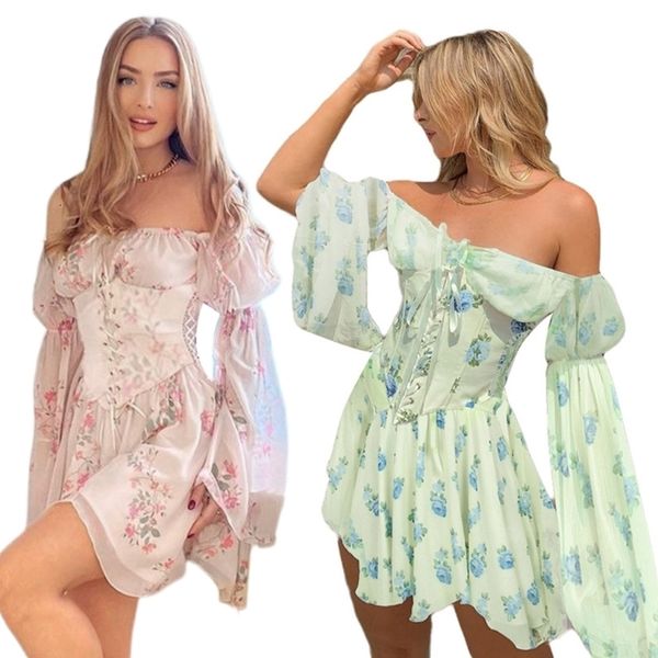 casual dresses womens 2 piece laceup corsets dress off shoulder flared long sleeve vintage floral chiffon aline flowy mini dress 230515, Black;gray
casual dresses womens 2 piece laceup corsets dress off shoulder flared long sleeve vintage floral chiffon aline flowy mini dress 230515, Black;gray
