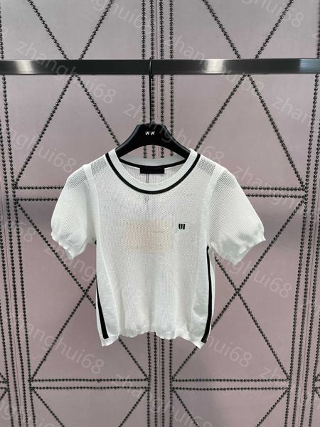 23ss womens knits womens designer clothing new summer crewneck matching color mesh knit short sleeve womens clothes, White
23ss womens knits womens designer clothing new summer crewneck matching color mesh knit short sleeve womens clothes, White