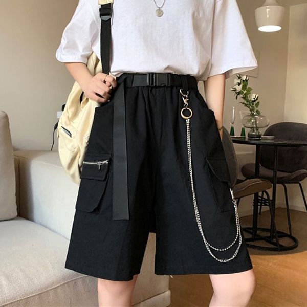 women's shorts rimocy harajuku chain cargo shorts women summer big pockets wide leg shorts woman black high waist streetwear shorts fem, White;black
women's shorts rimocy harajuku chain cargo shorts women summer big pockets wide leg shorts woman black high waist streetwear shorts fem, White;black