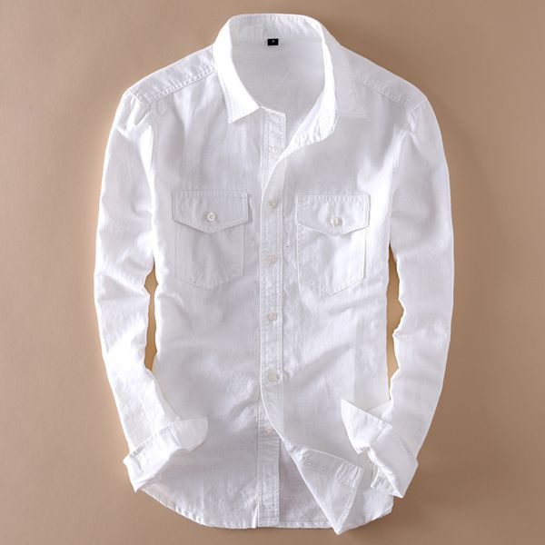 men's casual shirts brand mens long sleeve casual linen shirt mens social turn-down collar slim 2 pockets solid white designer dress sh, White;black
men's casual shirts brand mens long sleeve casual linen shirt mens social turn-down collar slim 2 pockets solid white designer dress sh, White;black