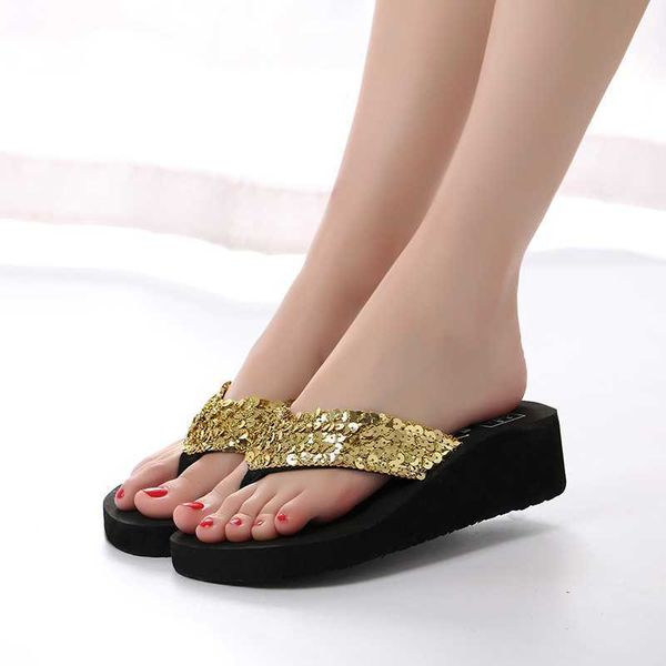sandals female flip flops women summer sandals sequins beach 's slippers high heel shoes for platform wedge 230417, Black
sandals female flip flops women summer sandals sequins beach 's slippers high heel shoes for platform wedge 230417, Black