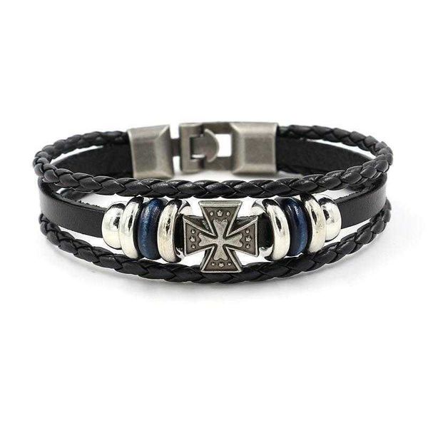 vintage ornament strand alloy cross bracelet multi layer beaded mens leather personalized, Black
vintage ornament strand alloy cross bracelet multi layer beaded mens leather personalized, Black