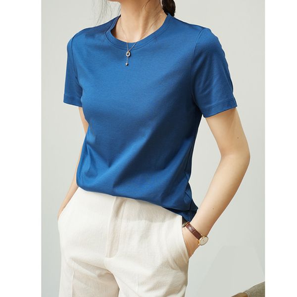 women's t-shirt summer women silk t-shirts blue round neck mercerized cotton short sleeve solid t-shirts casual 66% cotton 230516, White
women's t-shirt summer women silk t-shirts blue round neck mercerized cotton short sleeve solid t-shirts casual 66% cotton 230516, White
