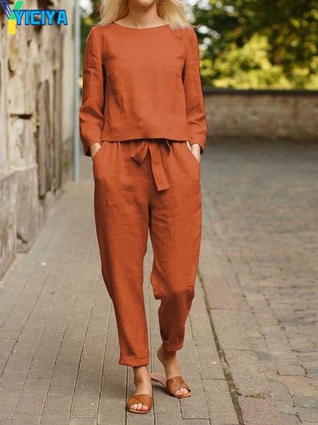yiciya women's two piece pants casual cotton linen sweater women solid suit long sleeve loose pants set feminine spring summer elegant, White
yiciya women's two piece pants casual cotton linen sweater women solid suit long sleeve loose pants set feminine spring summer elegant, White