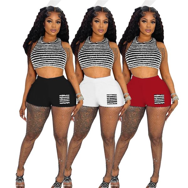 2023 designer tracksuits summer two piece set women striped outfits sleeveless tank crop and shorts matching set casual sportswear bulk whol, Gray
2023 designer tracksuits summer two piece set women striped outfits sleeveless tank crop and shorts matching set casual sportswear bulk whol, Gray