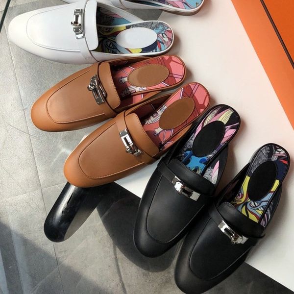 designer sandals mules women slippers loafers calfskin mule genuine leather kelly metal chain shoes with box size 35-42, Black
designer sandals mules women slippers loafers calfskin mule genuine leather kelly metal chain shoes with box size 35-42, Black