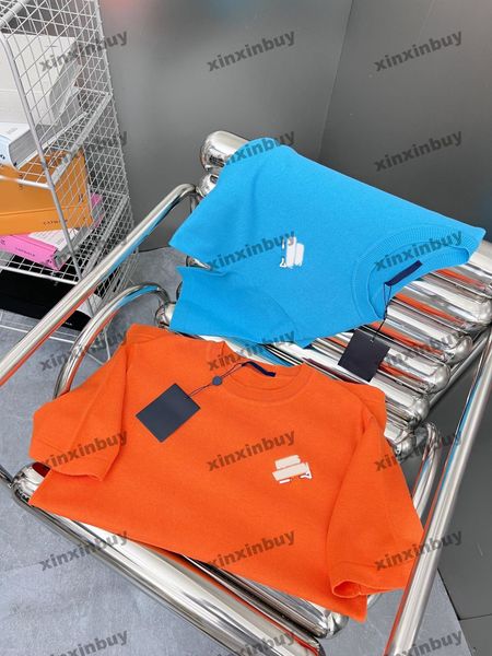 xinxinbuy men designer tee t shirt 23ss knitted pin letter embroidery short sleeve cotton women black orange blue s-xl, Black;brown
xinxinbuy men designer tee t shirt 23ss knitted pin letter embroidery short sleeve cotton women black orange blue s-xl, Black;brown