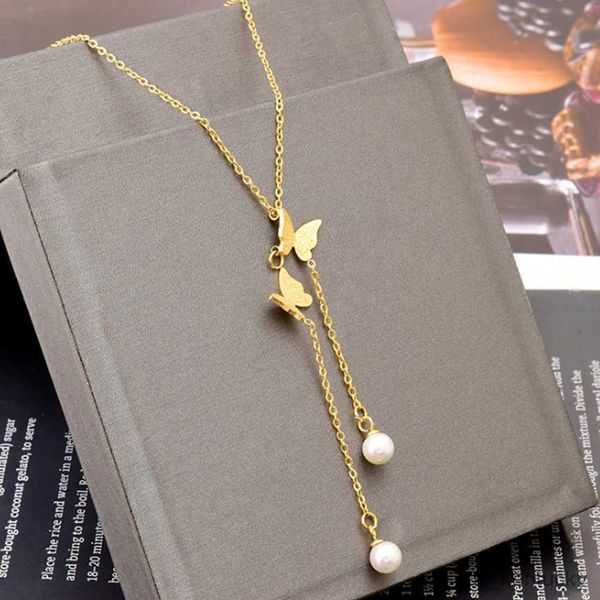 pendant necklaces stainless steel pearl tassel pendant single layer frosted butterfly ladies nelace fashion high jewelry party gift, Silver
pendant necklaces stainless steel pearl tassel pendant single layer frosted butterfly ladies nelace fashion high jewelry party gift, Silver