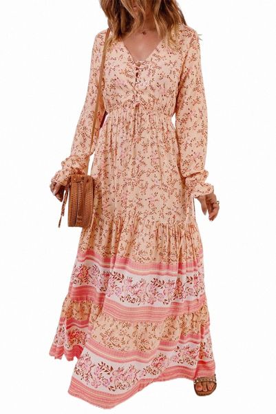 orange drawstring lace-up v neck long sleeve floral maxi dress 38wu#, Black;pink
orange drawstring lace-up v neck long sleeve floral maxi dress 38wu#, Black;pink