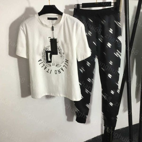 23ss women pants sets casual suit womens designer clothing wheat letter print short sleeve t-shirt elastic waist cinched feet casual trouser, White
23ss women pants sets casual suit womens designer clothing wheat letter print short sleeve t-shirt elastic waist cinched feet casual trouser, White