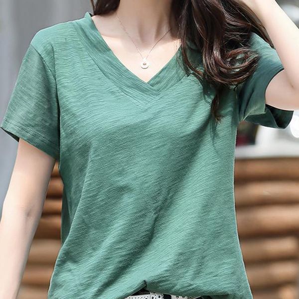 women's t-shirt women's t-shir short sleeve loose summer cotton blouse v-neck versatile solid color short sleeve fashion casual 2, White
women's t-shirt women's t-shir short sleeve loose summer cotton blouse v-neck versatile solid color short sleeve fashion casual 2, White