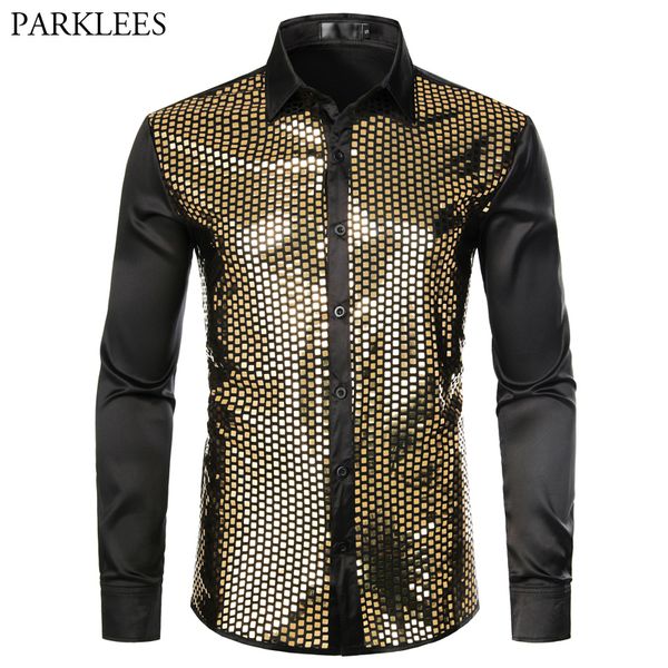 men's casual shirts shiny gold sequin black silk dress shirts men long sleeve button down shiny party shirts male nightclub party prom, White;black
men's casual shirts shiny gold sequin black silk dress shirts men long sleeve button down shiny party shirts male nightclub party prom, White;black