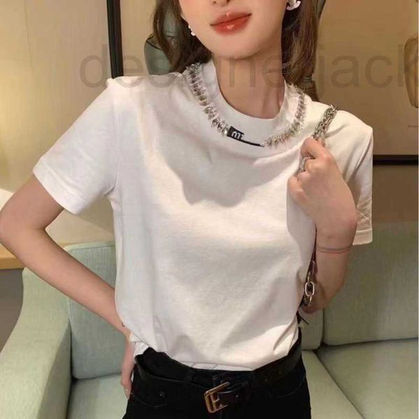 women's t-shirt designer french casual t shirt heavy industry diamond neckla collar short sleeve r t women letter stickers pullover tee, White
women's t-shirt designer french casual t shirt heavy industry diamond neckla collar short sleeve r t women letter stickers pullover tee, White