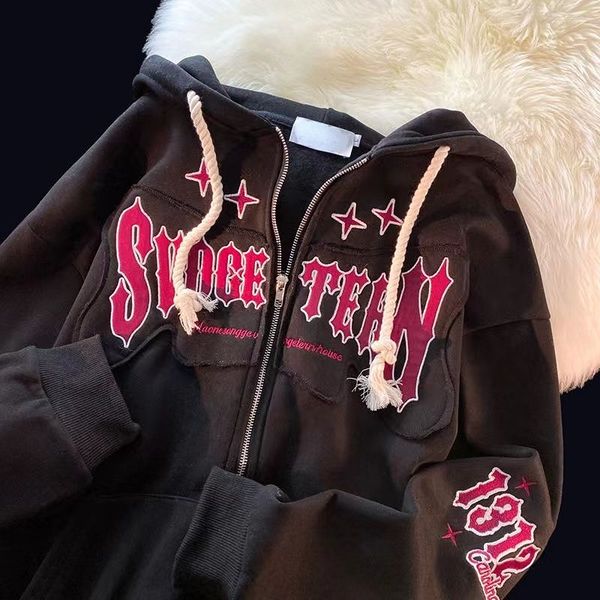 womens hoodies sweatshirts american flocking letter hooded sweatshirt women embroidered cardigan with velvet thickening loose minority jacke, Black
womens hoodies sweatshirts american flocking letter hooded sweatshirt women embroidered cardigan with velvet thickening loose minority jacke, Black