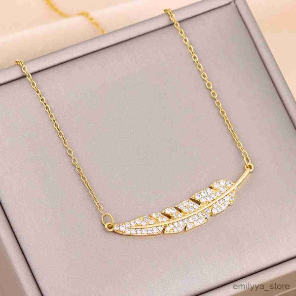 pendant necklaces new in fashion zircon crystal feather pendant necklaces for women female stainless steel neck chain jewelry ladies, Silver
pendant necklaces new in fashion zircon crystal feather pendant necklaces for women female stainless steel neck chain jewelry ladies, Silver