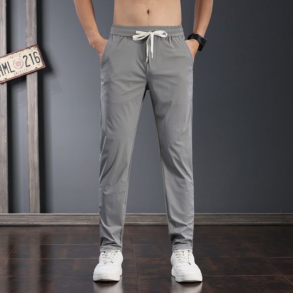 men's pants summer brand thin breathable ice silk pants fashionable young men's korean style elastic-waisted lightweight trousers, Black
men's pants summer brand thin breathable ice silk pants fashionable young men's korean style elastic-waisted lightweight trousers, Black