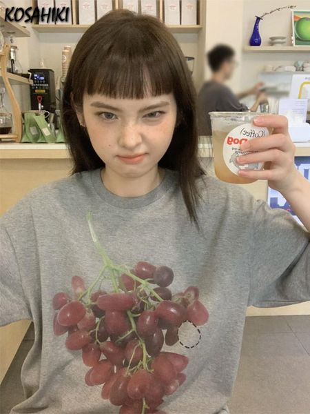 women's t-shirt summer korean fashion loose grape print t-shirt harajuku casual o neck women short sleeve light grey y2k aesthetic tee, White
women's t-shirt summer korean fashion loose grape print t-shirt harajuku casual o neck women short sleeve light grey y2k aesthetic tee, White