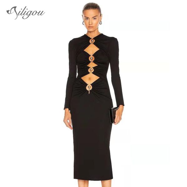 dresses ailigou ladies fashion black midlength tight bandage dress full sleeve hollow metal button design party club dress vestidos, Black;gray
dresses ailigou ladies fashion black midlength tight bandage dress full sleeve hollow metal button design party club dress vestidos, Black;gray