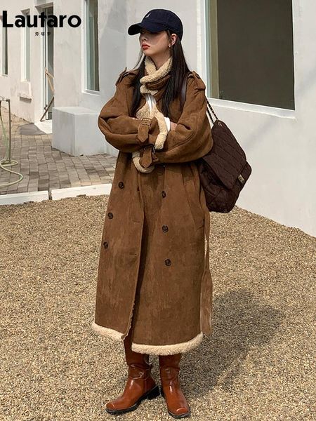 jackets lautaro winter long brown oversized thick warm faux sheepskin trench coat for women belt double breasted fleece lined overcoat, Black;brown
jackets lautaro winter long brown oversized thick warm faux sheepskin trench coat for women belt double breasted fleece lined overcoat, Black;brown