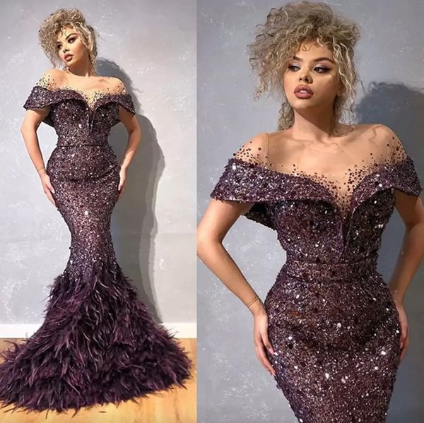 new gorgeous evening dresses mermaid prom party gown jewel with short sleeves floor-length sweep train crystal sequined long illusion, Black
new gorgeous evening dresses mermaid prom party gown jewel with short sleeves floor-length sweep train crystal sequined long illusion, Black