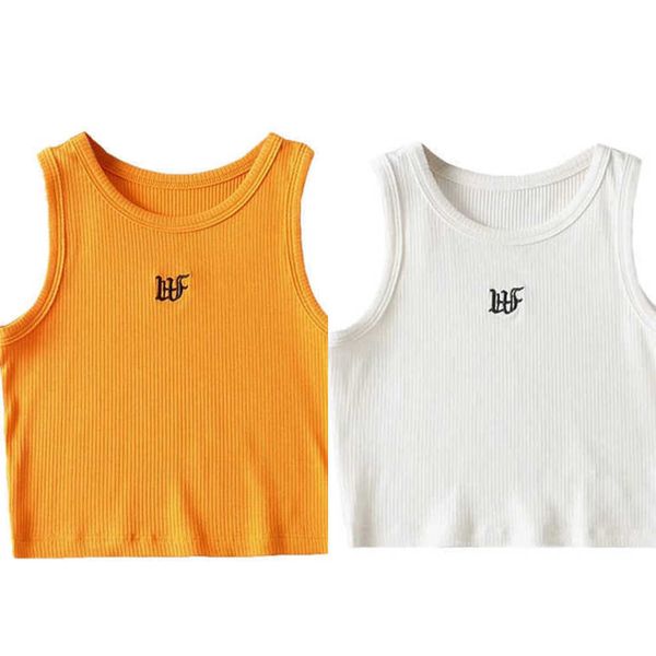 summer slim fit high waist exposed umbilical sleeveless short bottom tank with round neck letter embroidery outer wear small 8, White
summer slim fit high waist exposed umbilical sleeveless short bottom tank with round neck letter embroidery outer wear small 8, White