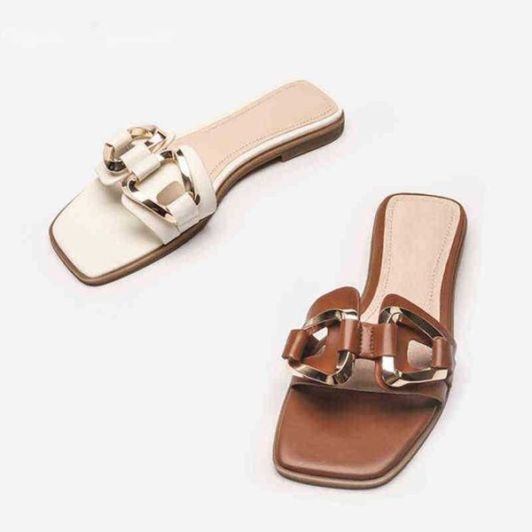 slipper new summer leather h buckle women slide casual square toe flat sandal 220622, Black
slipper new summer leather h buckle women slide casual square toe flat sandal 220622, Black