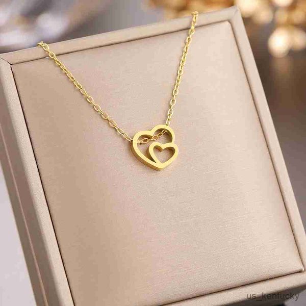 pendant necklaces stainless steel exquisite double heart mini pendant statement tren chain choker fashion for women jewelry r230718, Silver
pendant necklaces stainless steel exquisite double heart mini pendant statement tren chain choker fashion for women jewelry r230718, Silver