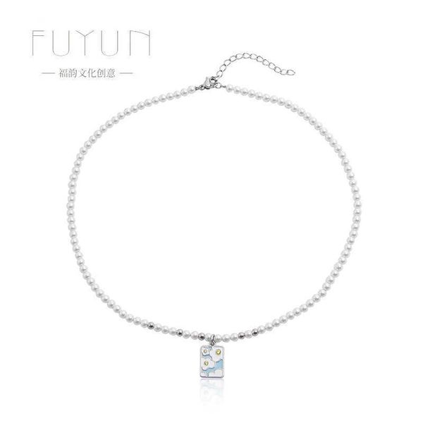 he family zhou yutong same kaleidoscope series beaded egg yolk pendant glass pearl necklace, Silver
he family zhou yutong same kaleidoscope series beaded egg yolk pendant glass pearl necklace, Silver