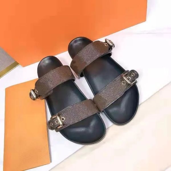 summer slippers bom dia flat mule sliders fashion prints brown platform slides 2 strap buckle real leather woman shoes, Black
summer slippers bom dia flat mule sliders fashion prints brown platform slides 2 strap buckle real leather woman shoes, Black